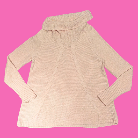 Beige Knit Turtleneck Sweater Size XL