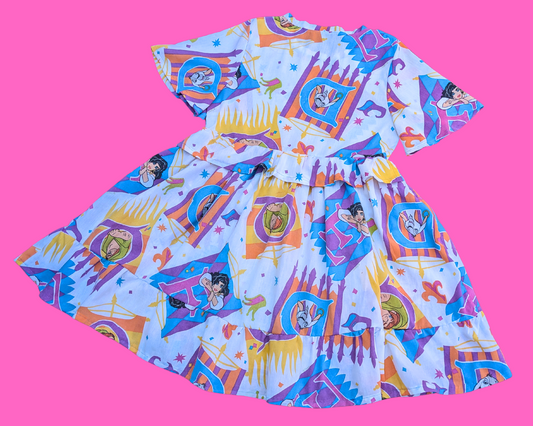 Fait à la main, robe t-shirt Pokemon drap de lit recyclé pour SML-XL