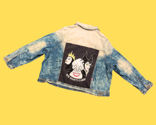 Handmade, Upcycled We Don't Care, Disney Vilains Denim Jacket Size 3XL