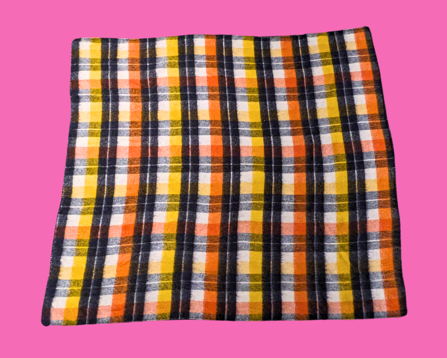 Vintage 1980's Wool and Nylon Canadian, Plaid Blanket