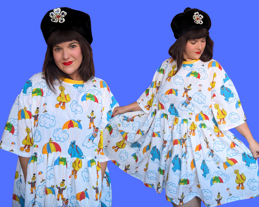 Handmade, Upcycled Sesame Street Bedsheet T-Shirt Dress Fits 2XL