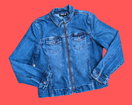 Veste en jean Ghostbusters faite à la main et recyclée, taille L