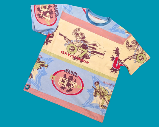 T-shirt drap de lit Harry Potter fait main et recyclé, taille M