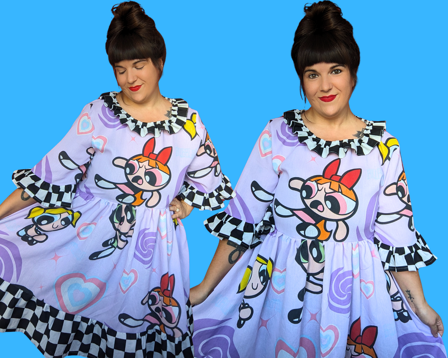 Robe drap de lit vintage Powerpuff Girls des années 2000, fabriquée à la main et recyclée, taille L à XL