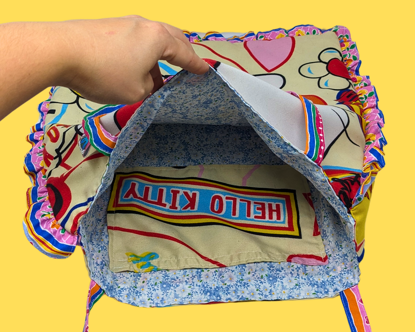 Sac fourre-tout Hello Kitty fait main et recyclé