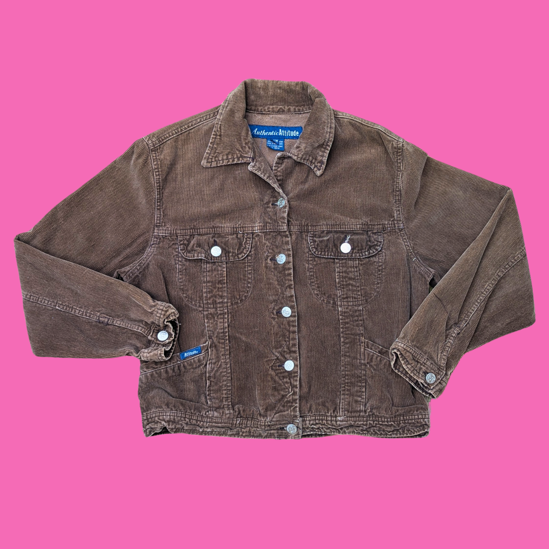 The Texas Chainsaw Massacre Upcycled T-Shirt Brown Corduroy Jacket Size M