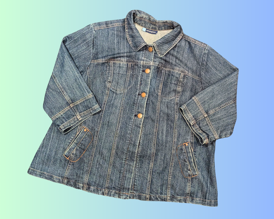 Handmade, Upcycled Nirvana Denim Jacket 3/4 Sleeves Size 2XL