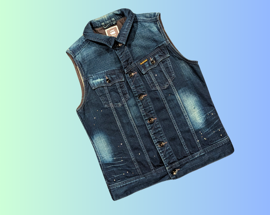 Gilet en jean Simba Le Roi Lion fait main et recyclé, taille M