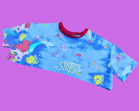 Haut court en drap de lit La Petite Sirène fait main et recyclé, taille XS