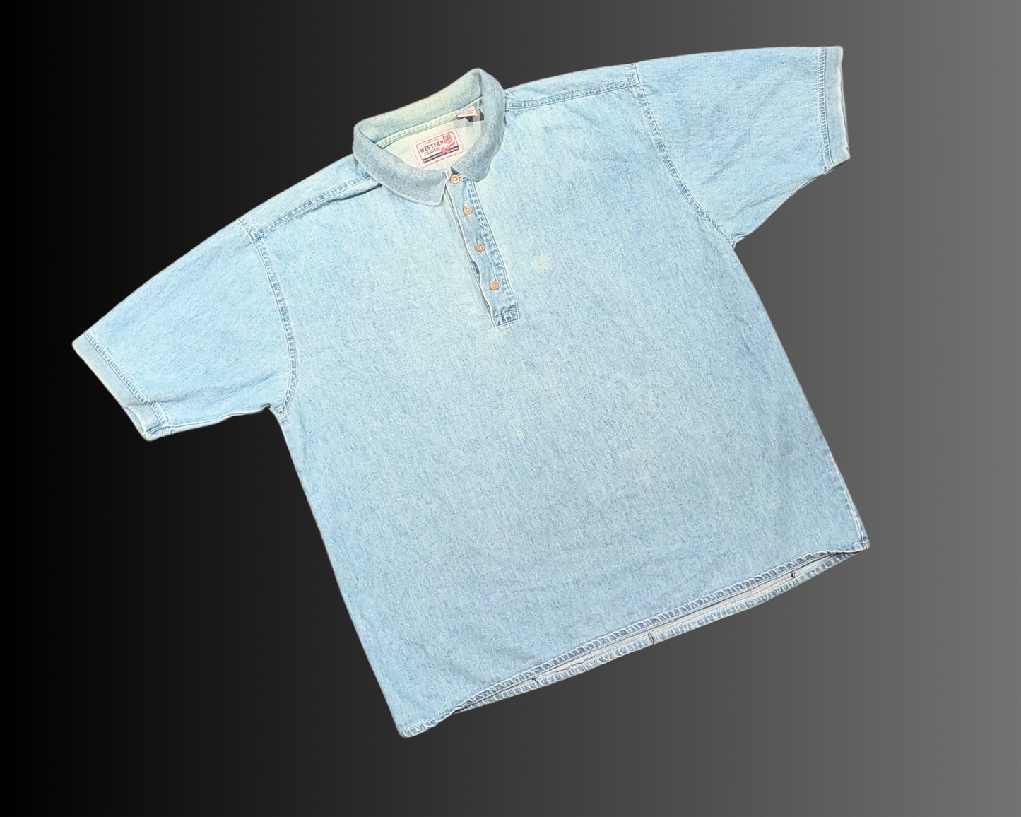 T-shirt en jean Miss Piggy des Muppets, fait main et recyclé, taille L
