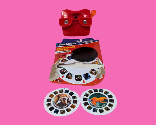 Jouet View-Master rouge Y2K avec disques et emballage d'origine