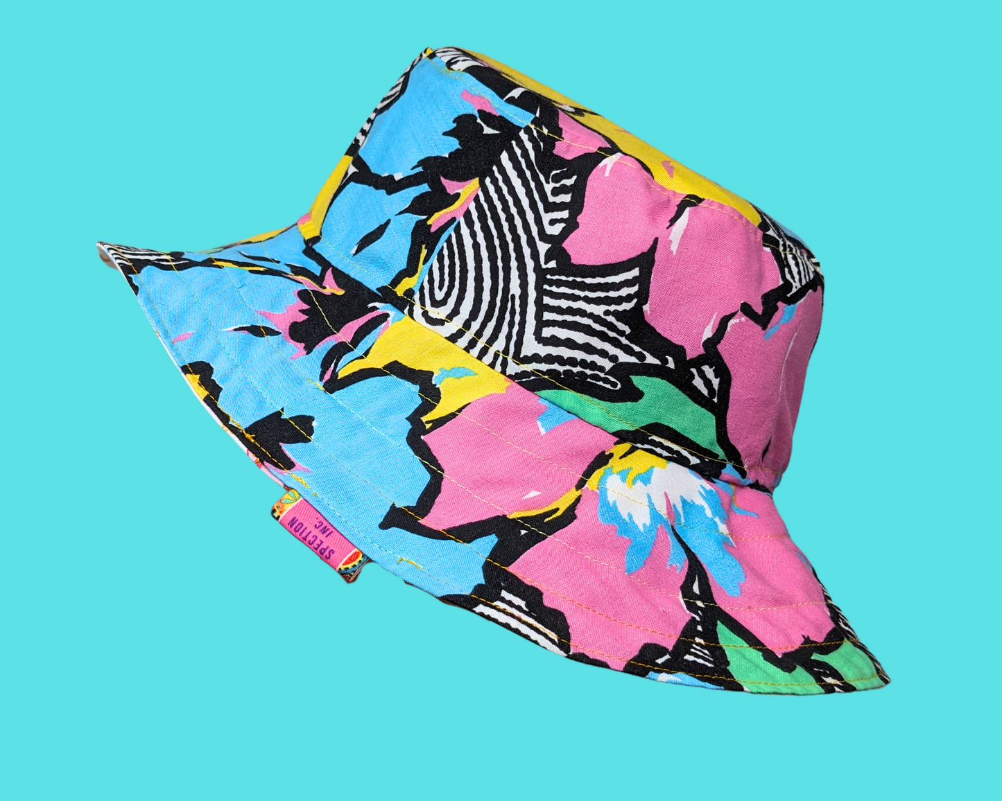 Handmade and Upcycled Vintage 1980's Carebears Bedsheet Reversible Bucket Hat