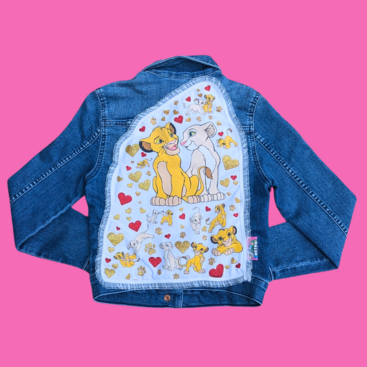 The Lion King Upcycled T-Shirt Denim Jacket Size 8-9 Years Old