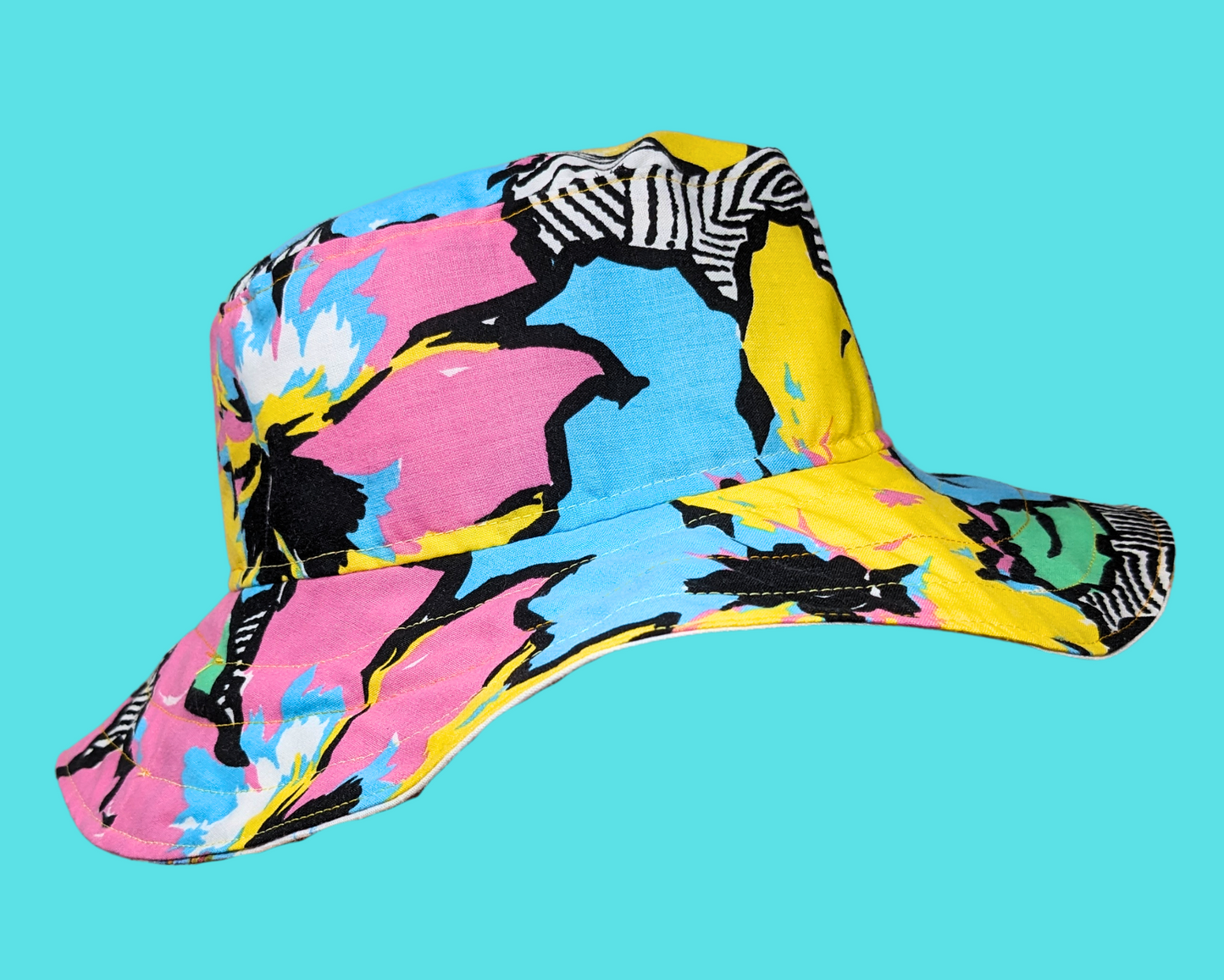 Handmade and Upcycled Vintage 1980's Carebears Bedsheet Reversible Bucket Hat