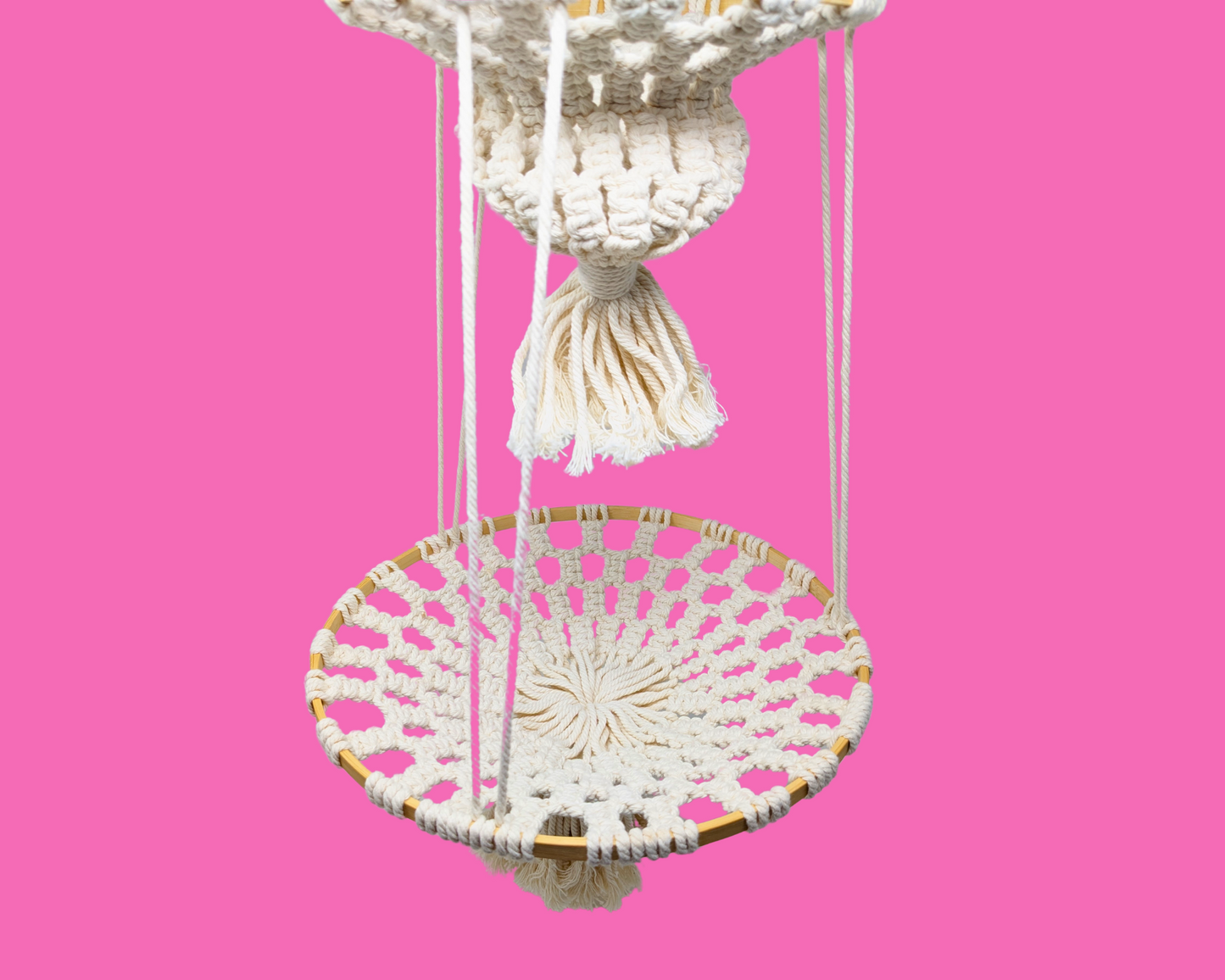 Œuvre d'art vintage en macramé blanc des années 1980