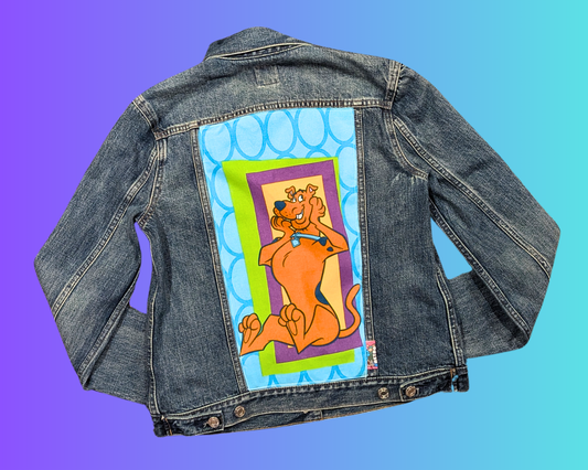 Handmade, Upcycled Scooby-Doo Bedsheet Denim Jacket Size S