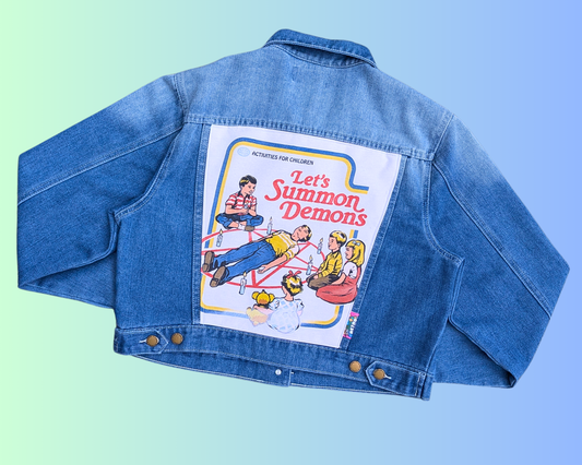 Handmade, Upcycled Steven Rhodes, Let's Summon Demons Denim Jacket Size L