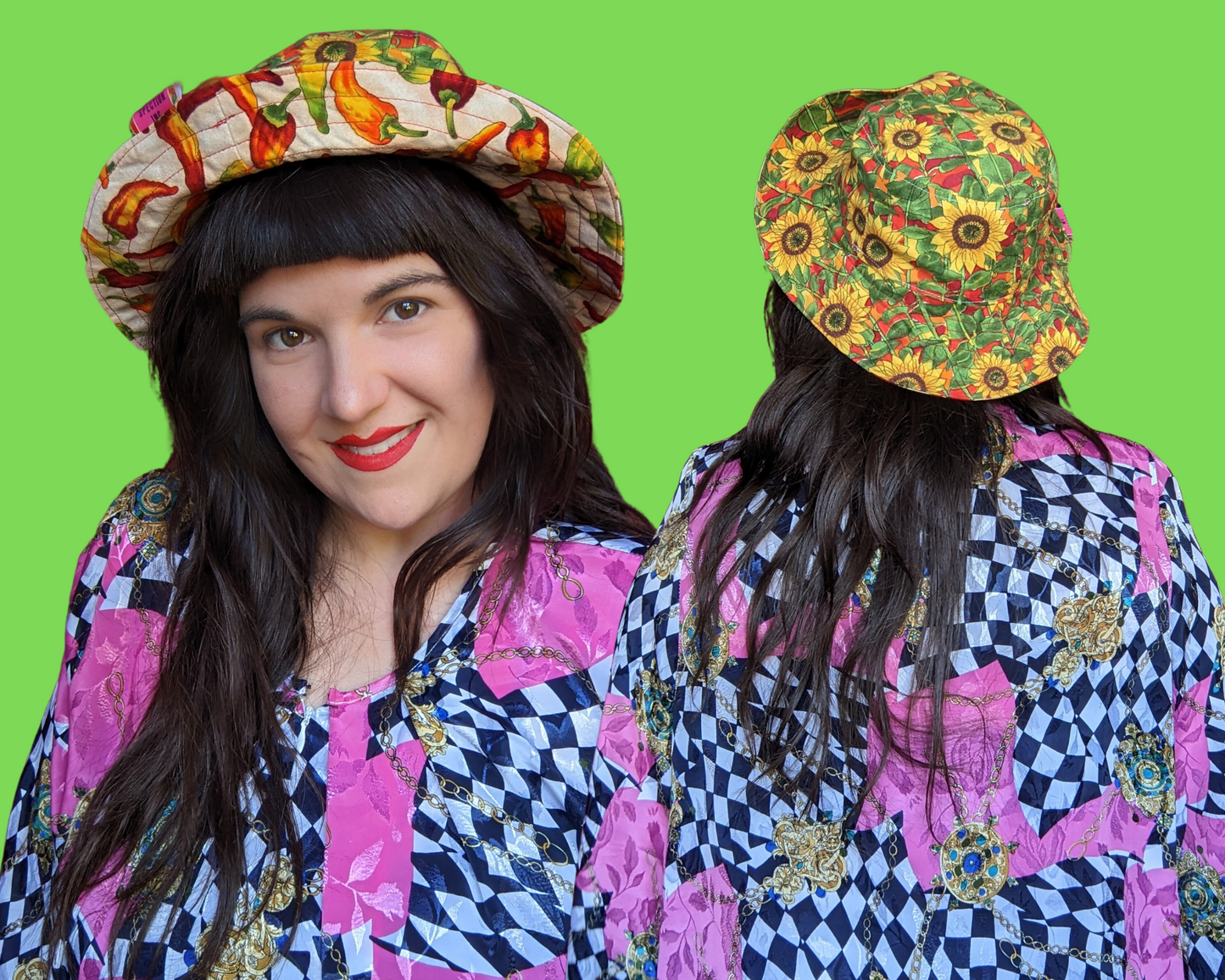 Chapeaux de seau fabriqués sur commande fabriqués à partir de tissus vintage et de chutes de draps pour adolescents/adultes