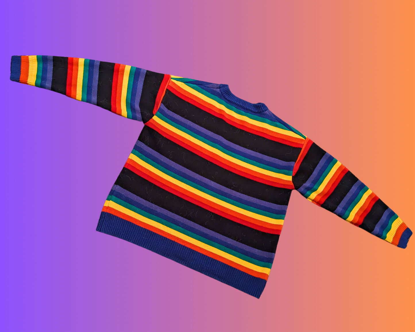 Y2K ''Best'' Rainbow Knit Sweater by Hey Henry Size L