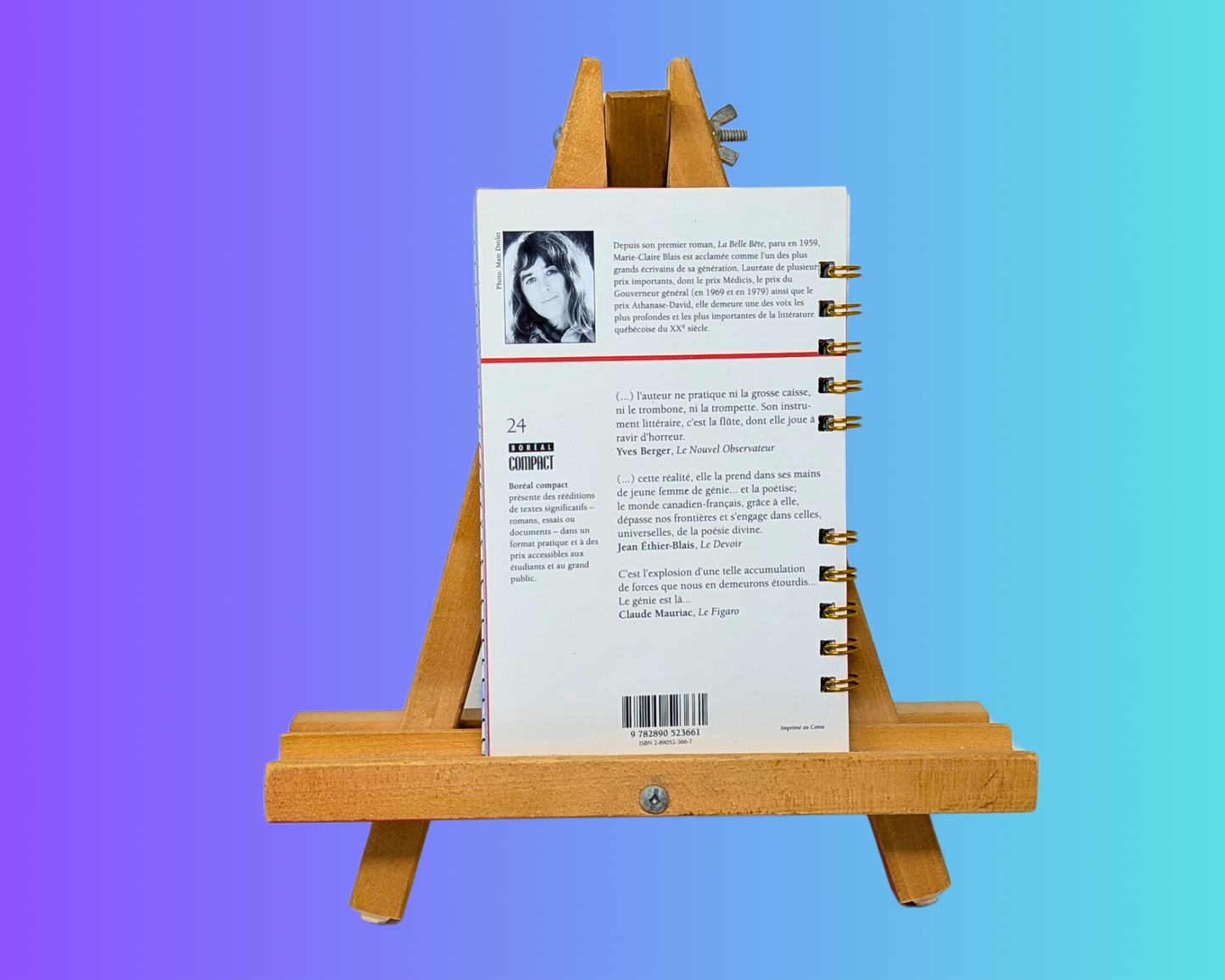 Handmade and Upcycled Une Saison Dans La Vie d'Emmanuel Novel by Marie-Claude Blais Notebook