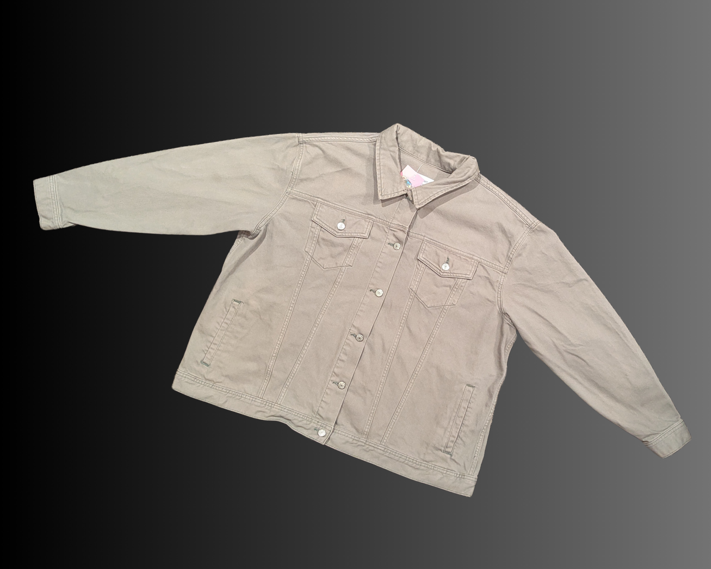 Handmade, Upcycled The Godfather ''I Made Him a Pizza He Couldn't Refuse'' Green Denim Jacket Size XXL