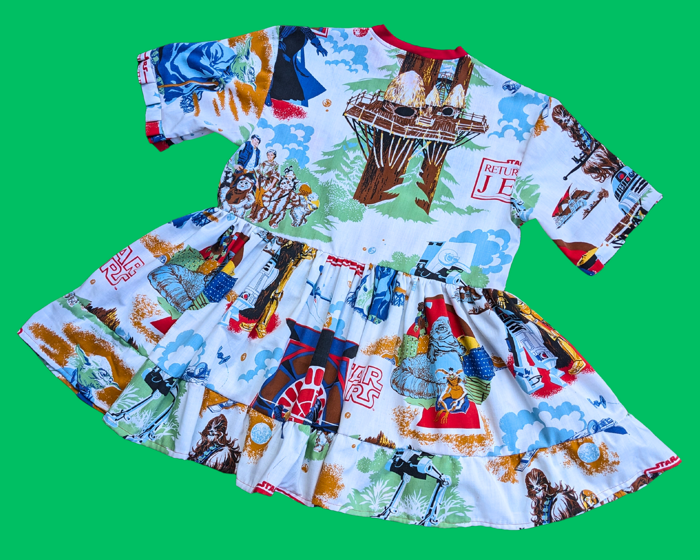 Handmade, Upcycled Vintage Star Wars The Empire Strikes Again and The Return of the Jedi Bedsheet T-Shirt Dress Fits S-M-L-XL