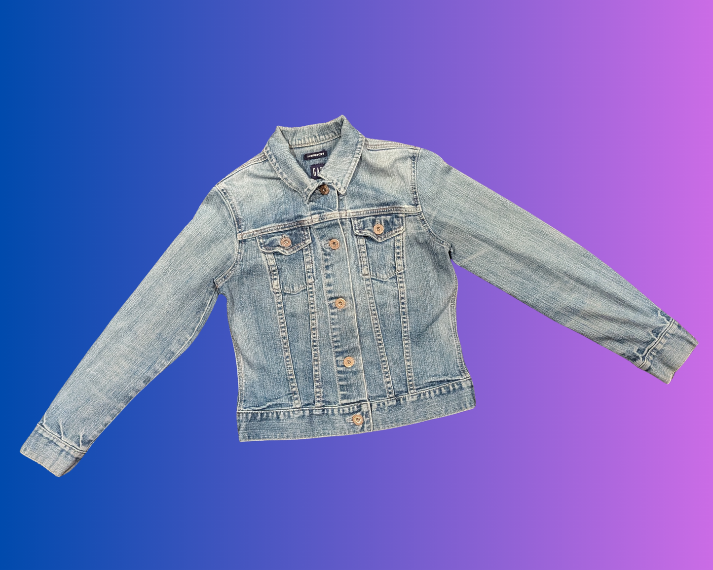 Veste en jean CharleboisScope, fabriquée à la main et recyclée, taille XS