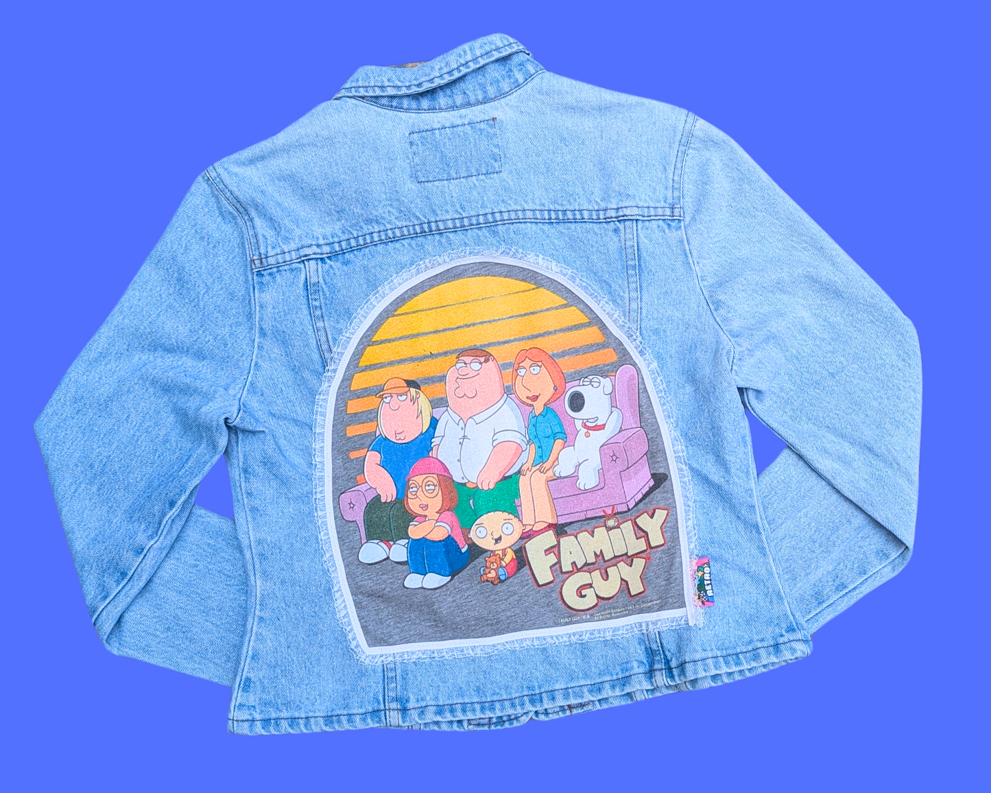 Handmade, Upcycled Family Guy Denim Jacket Size M