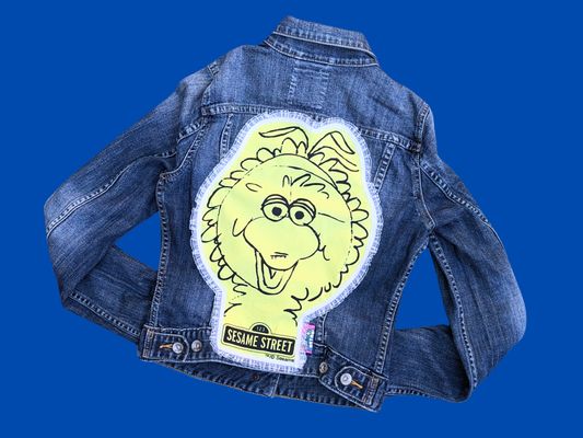 Handmade, Upcycled Sesame Street, Big Bird Jacket Size S, US 4