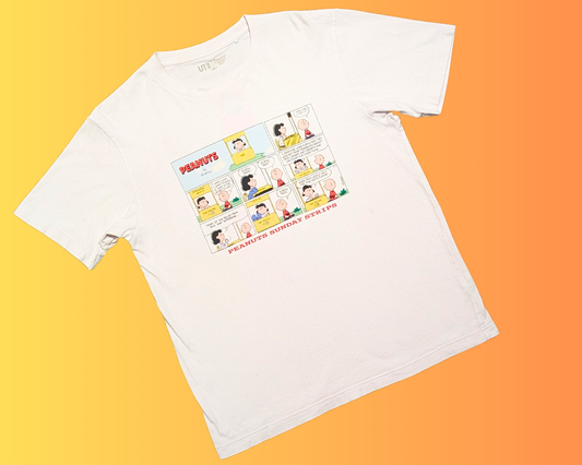 T-shirt Charlie Brown blanc années 2000, Peanuts Sunday Strips, taille S