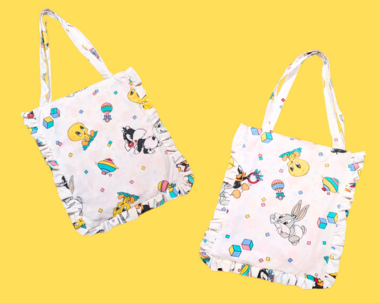 Handmade, Upcycled Baby Looney Tunes Bedsheet Tote Bag