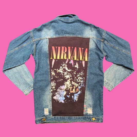 T-shirt Nirvana, MTV Unplugged, veste en jean taille L pour femme