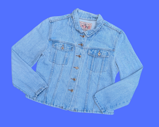 Veste en jean Family Guy faite à la main et recyclée, taille M