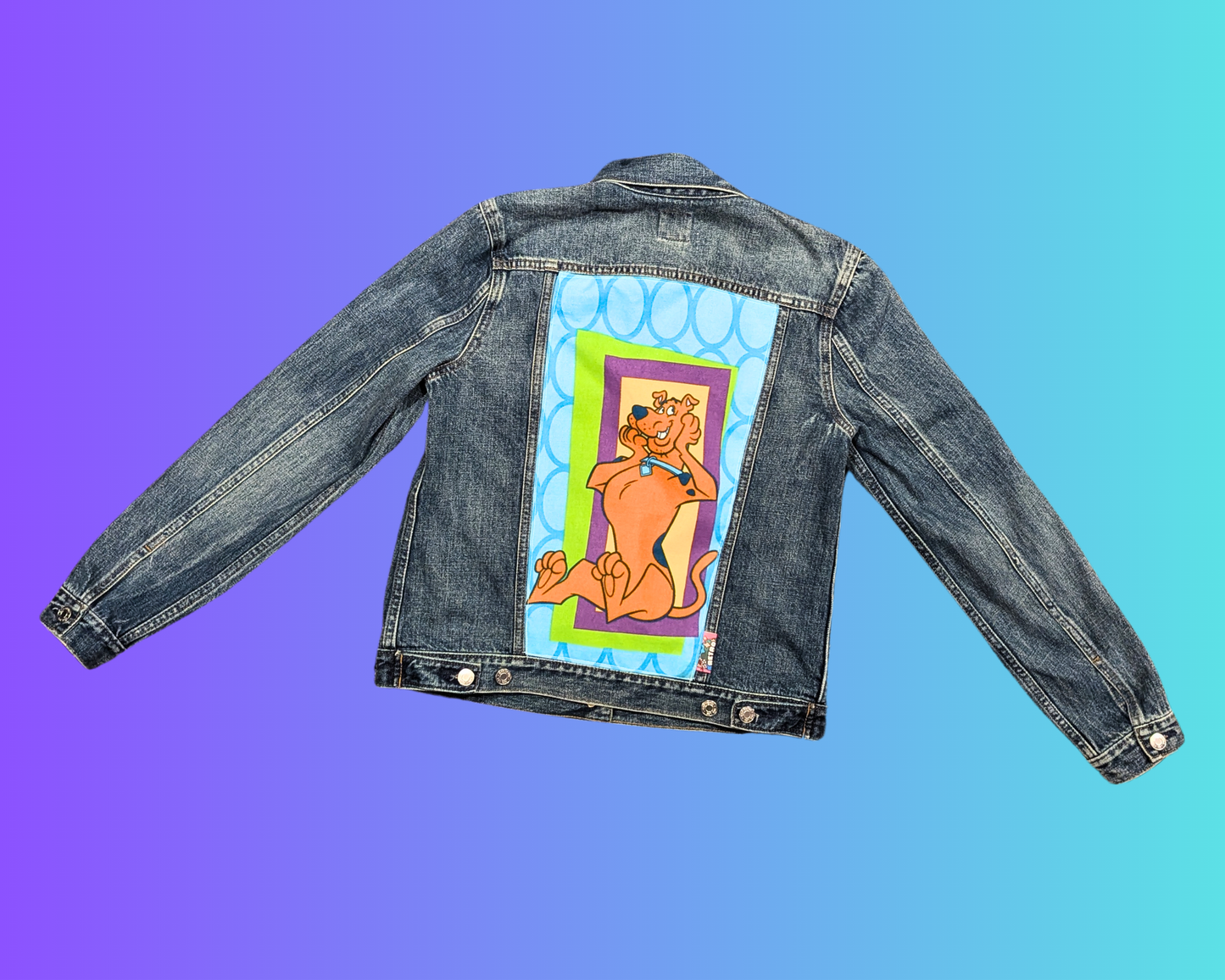 Handmade, Upcycled Scooby-Doo Bedsheet Denim Jacket Size S