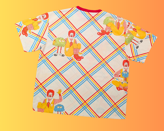 Handmade, Upcycled Vintage 1980's McDonald's Bedsheet T-Shirt Oversized XL