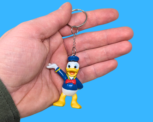 Porte-clés en forme de jouet Donald Duck de Walt Disney, fait à la main et recyclé