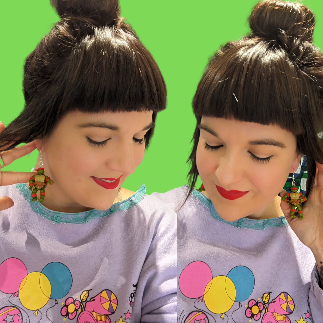 Boucles d'oreilles Tortues Ninja faites à la main et recyclées
