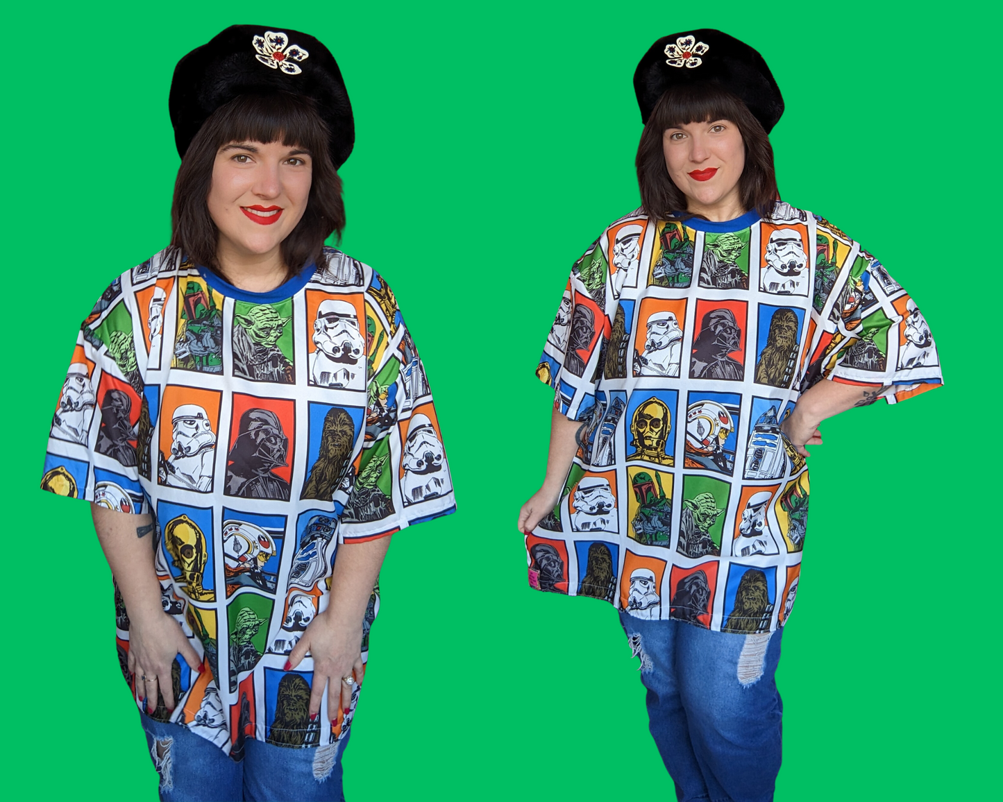 MADE TO ORDER, Handmade, Upcycled Star Wars, The Phantom Menace Bedsheet T-Shirt Oversized XL