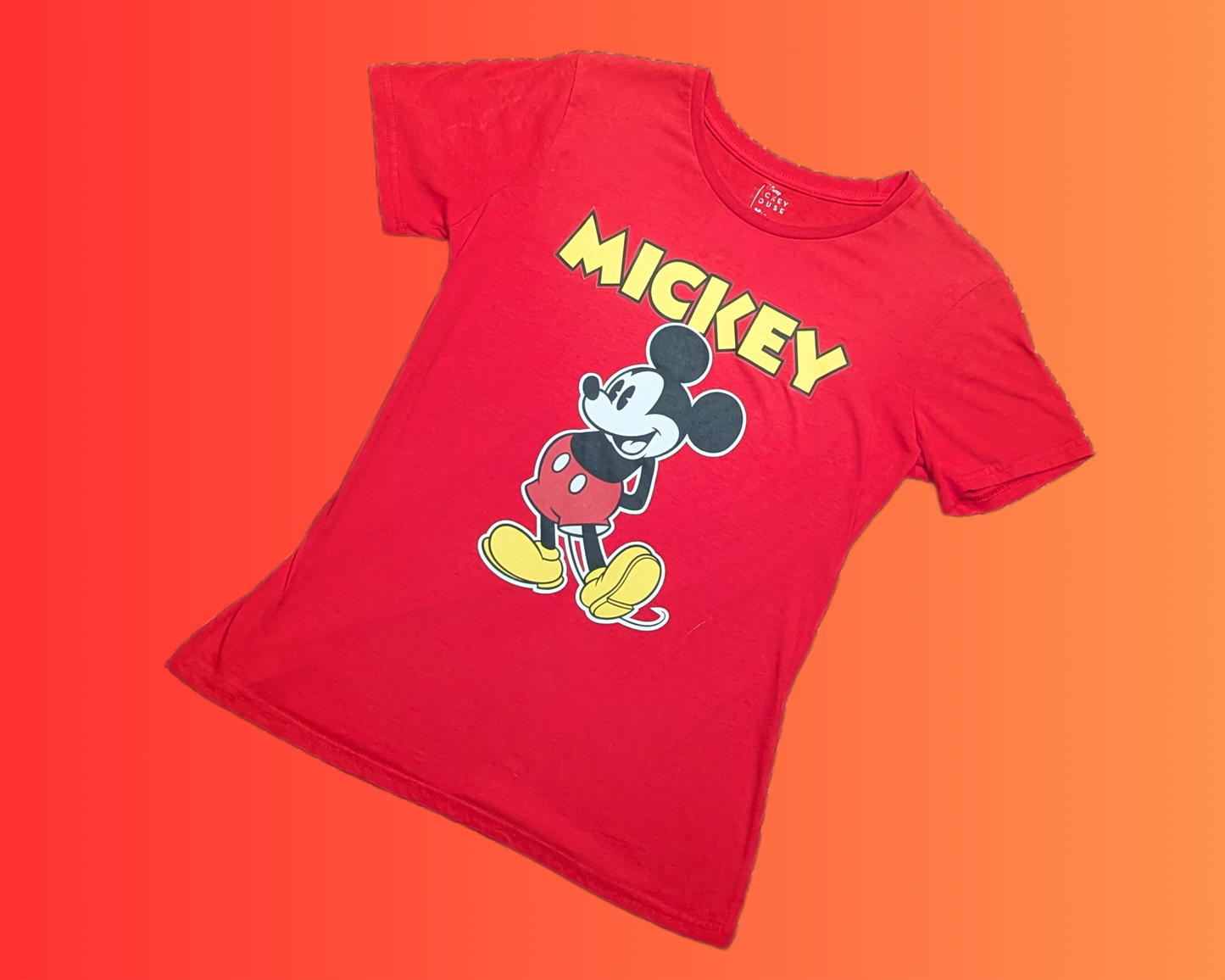Y2K Bright Red, Disney's Mickey Mouse T-Shirt for Women Size M