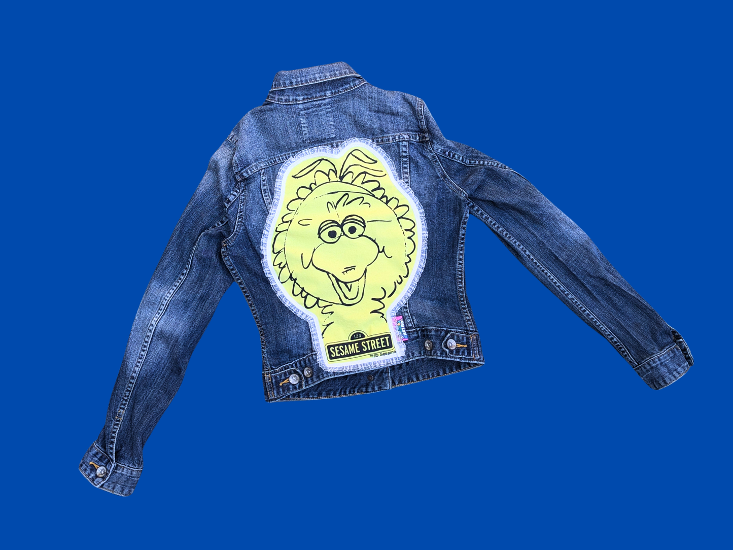 Handmade, Upcycled Sesame Street, Big Bird Jacket Size S, US 4