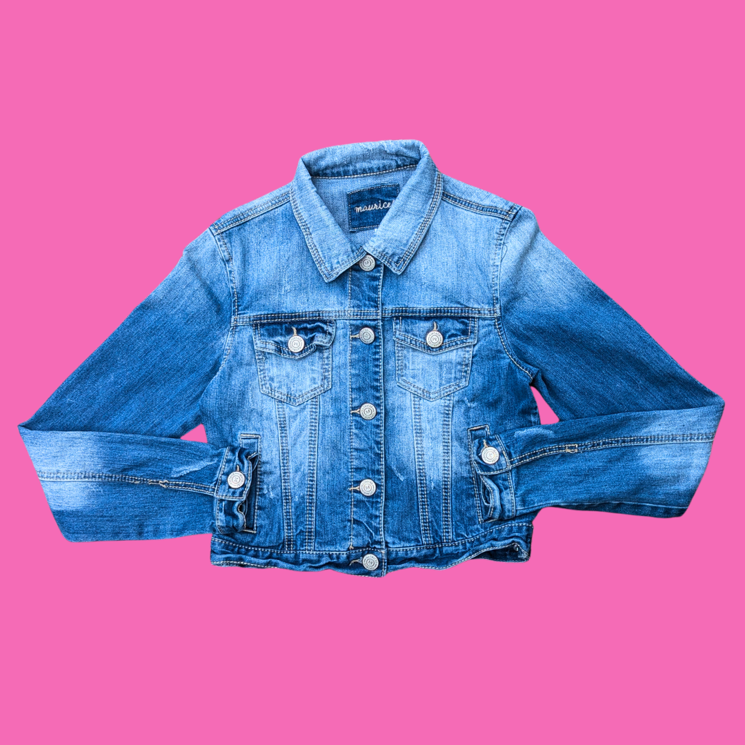 Snoopy Upcycled T-Shirt Denim Jacket Size S