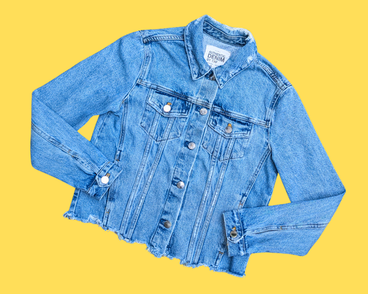 Veste en jean Michael J. Fox Teen Wolf, faite main et recyclée, taille S