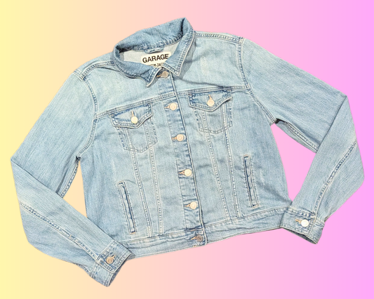 Handmade, Upcycled Walt Disney Bambi Bedsheet Denim Jacket Size XL