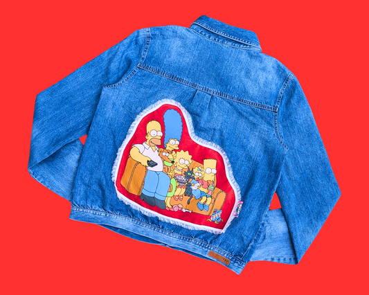 Handmade, Upcycled The Simpsons Denim Jacket Size M