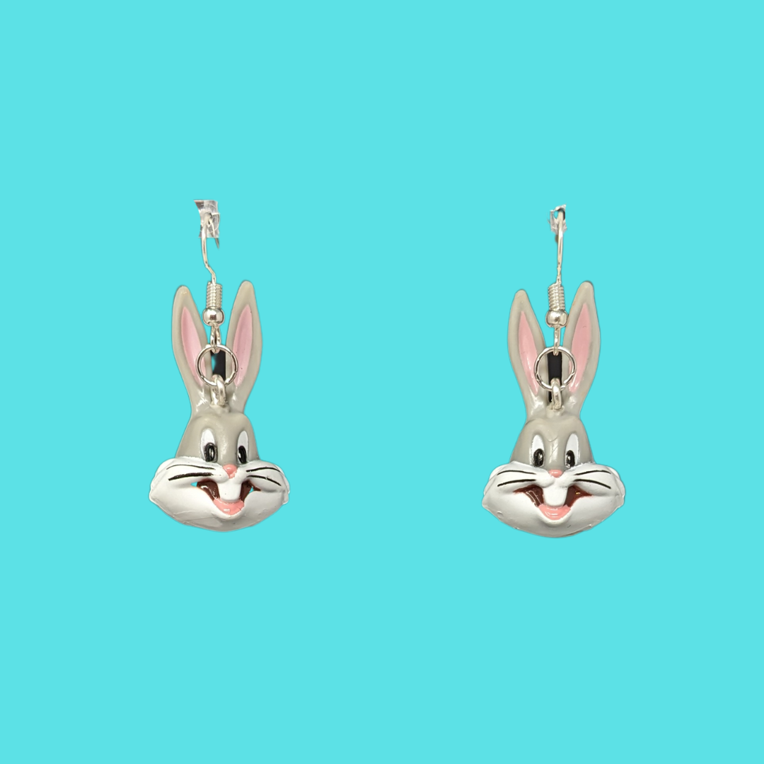 Boucles d'oreilles Bugs Bunny Looney Tunes faites à la main et recyclées