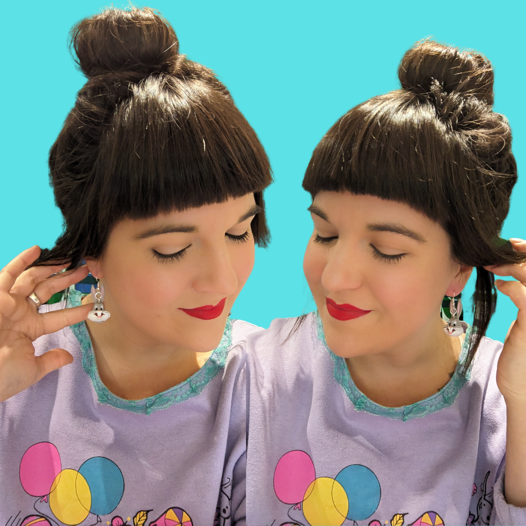 Boucles d'oreilles Bugs Bunny Looney Tunes faites à la main et recyclées