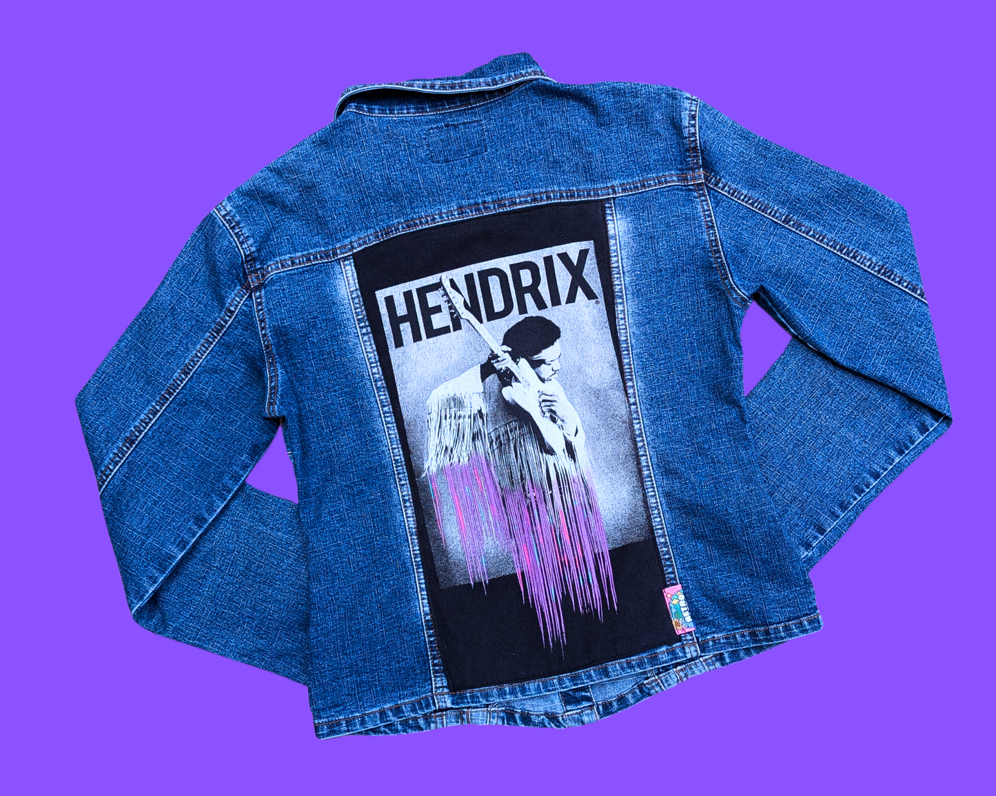 Handmade, Upcycled Jimi Hendrix Denim Jacket Size M