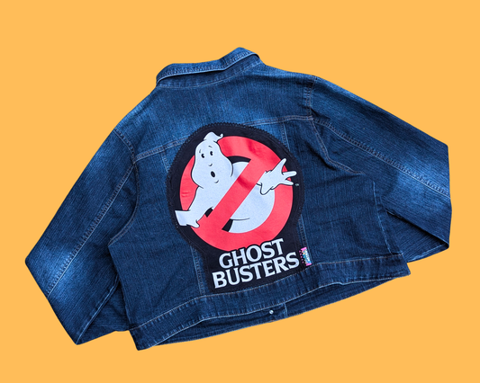 Veste en jean Ghostbusters faite à la main et recyclée, taille XL