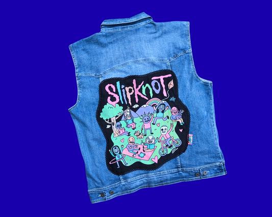 Handmade, Upcycled Slipknot Denim Jacket/Vest Size XL