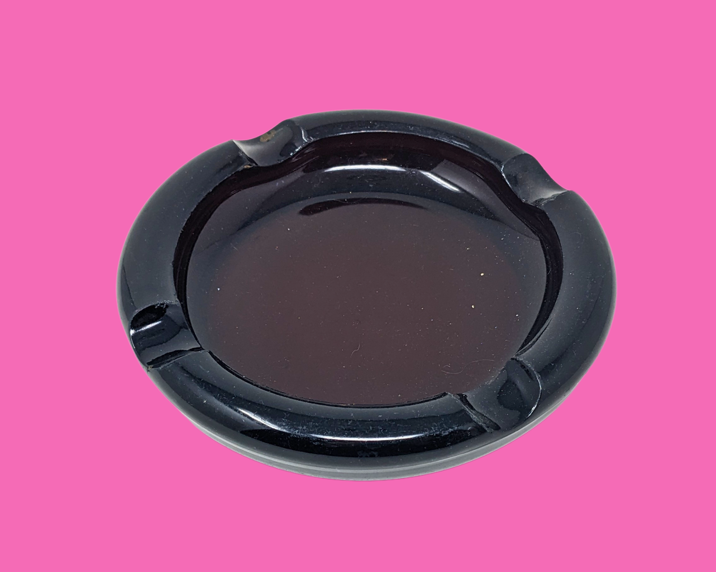 Vintage 1980's Brown Glass Ashtray